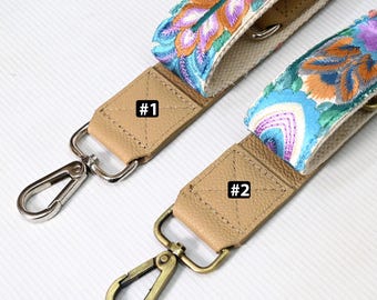 Correa de cuero de repuesto para bolso bandolera, estilo bohemio, correa para cámara, monederos, bordado, color topo pálido, correa ajustable, regalo de cumpleaños para padre