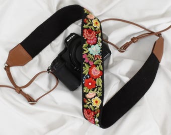 Photographer Leather Strap Sling Camera Strap Embroidery DSLR Camera Accessories Camera Holder Neck Shoulder Strap Christmas Gift Girlfriend