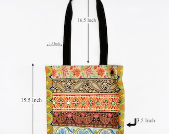 Bolsa tote bordada, estilo boho, hippie, com forro de lona e zíper, ideal para praia, presente ou ocasião especial de Natal para irmã, mãe ou esposa.