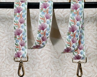 Bag Strap Crossbody, Embroidered Boho Replacement | Cotton Jacquard | 2" Wide - 30.5–55" Adjustable