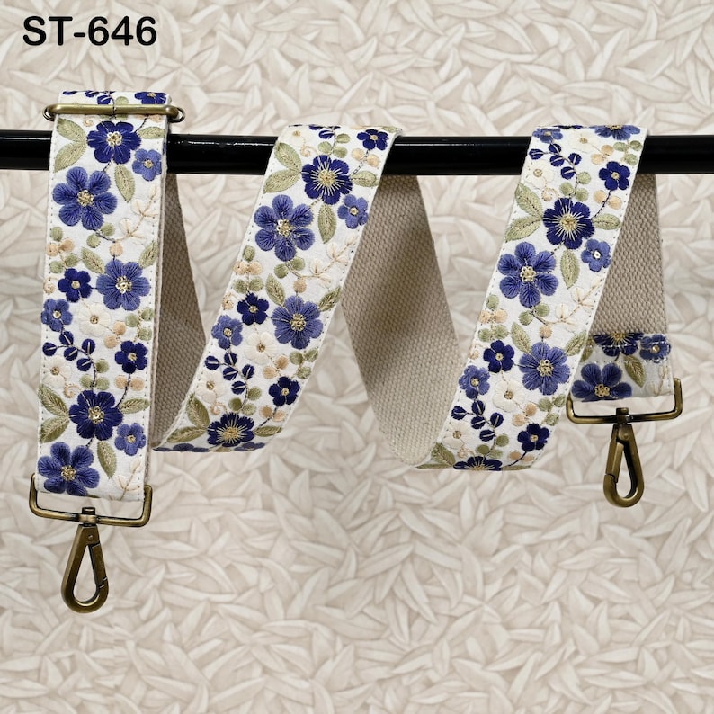 Embroidered Purse Strap Crossbody Strap for Purses Handbag Boho Bag Strap Floral Embroidery Replacement Strap Boho Guitar Strap Gift Wife image 1