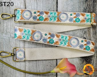 Alça de reposição bordada, alça transversal para bolsas, alça bordada estilo boho, alça para guitarra estilo boho, alça para bolsa de mão, presente para ela