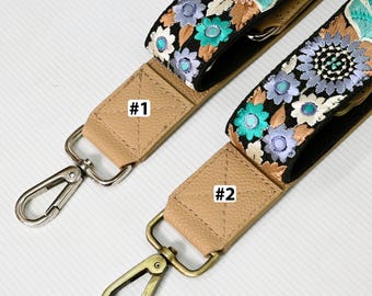 Correa de repuesto para bolso de mano de cuero, ajustable, estilo bohemio, regalo para papá, correa para cámara, correa para el hombro, monederos, bordado, color topo pálido