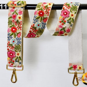 Bestickter Canvas Sling Bag Gurt Messenger Crossbody Gurt für Geldbörsen Handtasche Stickerei Ersatzgurt Boho Gitarrengurt Geschenk Mutter