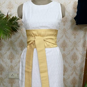 Silk Shantung Fabric Belt Gold Obi Wrap Women Sash Belt Adjustable Customized Wedding Dress Gift for Friend Wrap & Tie Dupioni Silk