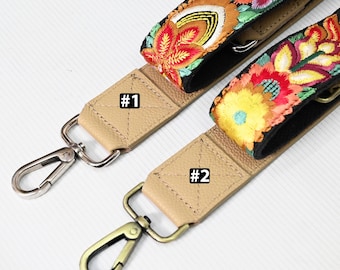Correa de cuero de repuesto para bolso bandolera, estilo bohemio, correa para cámara, monederos, bordado, color topo pálido, correa ajustable, regalo de cumpleaños para hermana