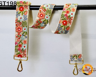Embroidered Camera Strap Crossbody Strap for Purses Adjustable Handbag Boho Bag Strap Embroidery Replacement Strap Guitar Strap Gift for her