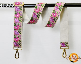 Correa ajustable para bolsos de hombro, regalo para Navidad, bandolera, bandolera, correa de guitarra bordada estilo bohemio, correa para bolso de mano.