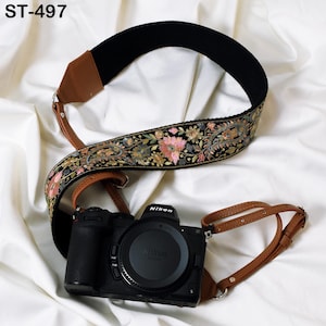 Brauner Leder-Kameragurt-Ersatz-Verstellbarer Stickerei-Schulter- oder Halsgurt DSLR-Kamera-Zubehör-Geschenk für Tochter-Fotografen