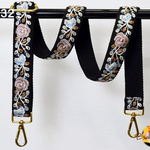 Bandoulière brodée pour sac à main bandoulière cadeau pour fille sac à main bandoulière broderie florale de remplacement pour guitare bohème