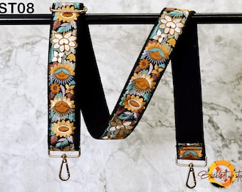 Haftowany pasek do torebki, pasek na ramię, pasek do torebki w stylu boho, haftowany pasek wymienny, pasek do aparatu w stylu boho, pasek do torebki na prezent dla niej