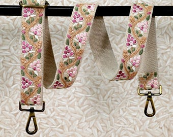 Alça de bolsa bordada, alça transversal para bolsas, alça de bolsa boho, alça de substituição bordada, alça de guitarra, alça de bolsa de mão, presente para mãe
