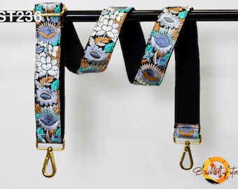 Embroidery guitar Detachable Strap bag belt Embroidered Detachable Guitar Strap Crossbody Strap for  main image 3