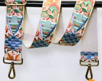 Handbag Strap Gift Girlfriend Floral Embroidery Crossbody Strap for Sling Bag Replacement Strap Embroidered Boho Purse Strap Guitar Strap