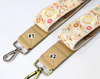 Correa de repuesto para bolso de mano de piel estilo bohemio, bandolera con bordado en color topo pálido, ajustable, regalo de Navidad para hermana.