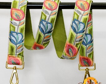 Embroidered Detachable Guitar Strap Crossbody Strap for Purses Embroidery Replacement Messenger Bags Tote Handbag Strap Gift Mom Sister Wife