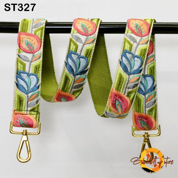 Embroidered Detachable Guitar Strap Crossbody Strap for Purses Embroidery Replacement Messenger Bags Tote Handbag Strap Gift Mom Sister Wife