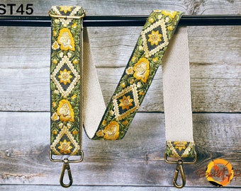 Alça de bolsa bordada, alça transversal para bolsas, alça de bolsa boho, alça de reposição com bordado floral, alça de guitarra boho, presente para ela.