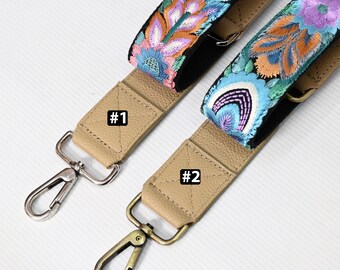 Correa de cuero de repuesto para bolso bandolera, estilo bohemio, correa para cámara, monederos, bordado, color topo pálido, correa ajustable, regalo de cumpleaños para hermana