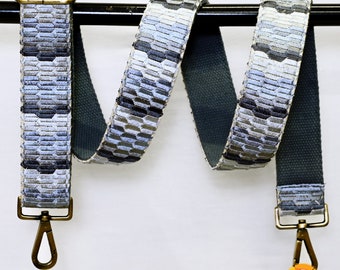 Crossbody Strap for Purses Grey Embroidery Replacement Strap Embroidered Purse Strap Boho Bags Strap Guitar Strap Handbag Strap Gift for Mom