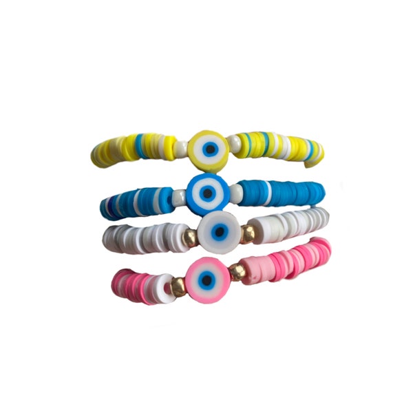 Clay Beads Evil Eye Bracelet Preppy