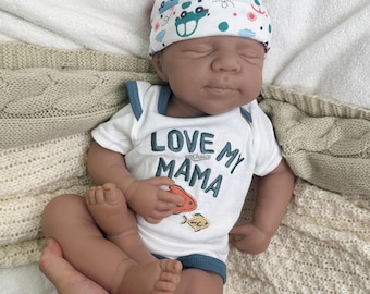 19&quot; Lifelike Black Silicone Reborn Baby Doll | Dark Skin Lifelike Newborn | Realistic Collectible Toy Gift | African American Newborn Toy