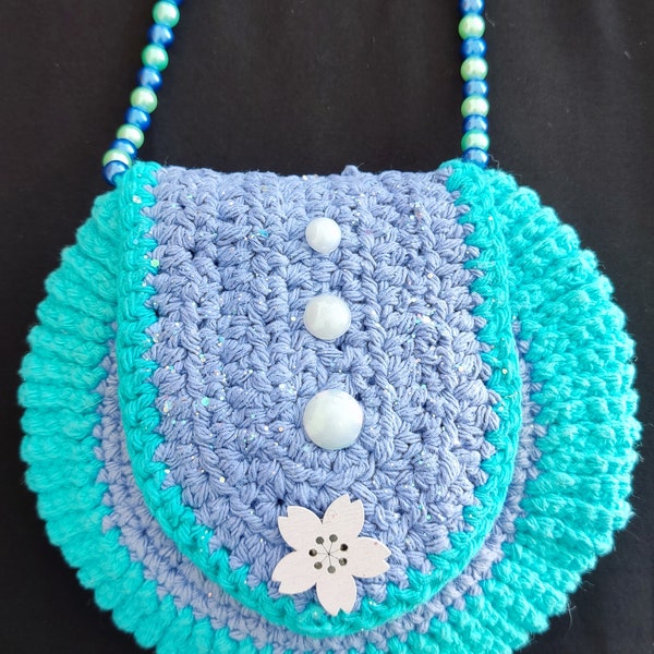 Sac enfant ou porte monnaie adulte fait main au crochet + perles de verre. Diamètre 12cm (modèle A) ou 10 cm (modèle B)