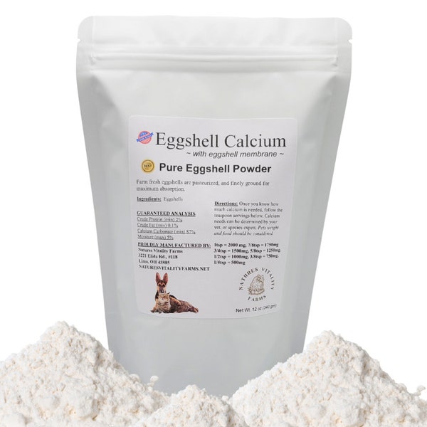 Eggshell Powder for Dogs and Cats - USA Egg Shells - Calcium Supplement for Pets