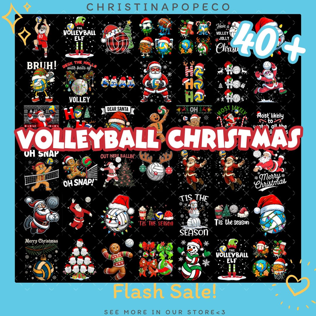 Paquete PNG y SVG de voleibol navideño: Feliz Navidad, jugador invernal ...