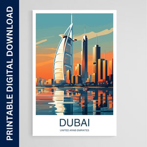 Dubai Travel Poster, UAE Art, Artwork, Gift, Poster, Print, Wall Art, Home Décor, Digital Download, Printable Wall Art