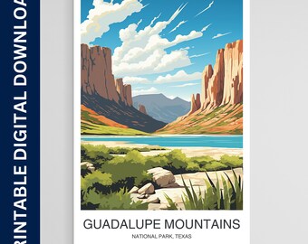 Guadalupe Mountains National Park Poster, Texas Print, Wandkunst, Geschenk, Dekoration, Reise, druckbare Wandkunst, digitaler Download