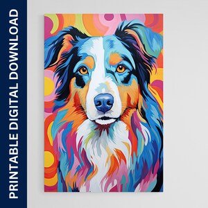 Australian Shepherd Dog Poster, Dog Art, Artwork, Gift, Poster, Print, Wall Art, Home Décor, Digital Download, Printable Wall Art