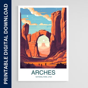 Arches National Park Poster, National Park Print, Vintage Poster, Wall Art, Home Decor, Download digitale stampabile