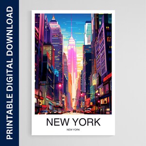 New York Travel Poster, New York Art, Artwork, Gift, Poster, Print, Wall Art, Home Décor, Digital Download, Printable Wall Art