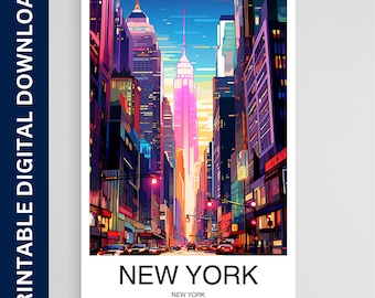 New York Travel Poster, New York Art, Artwork, Gift, Poster, Print, Wall Art, Home Décor, Digital Download, Printable Wall Art