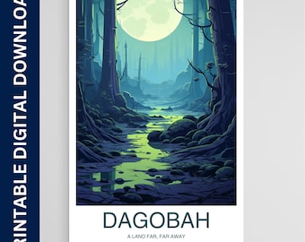 Dagobah Travel Print Wall Art, A Land Far Far Away, Travel Poster, Travel Home Decor, Travel Gift, Printable Digital Download