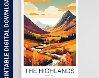 Schottische Highlands Reise Druck Highlands Wohnkultur Kunstdruck Highlands Wand Druck schottische Geschenk, druckbare digitaler Download