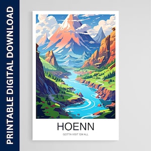 Hoenn Reise Poster, Weltraum Kunst, Kunstwerk, Geschenk, Poster, Druck, Wandkunst, Wohndekor, digitaler Download, druckbare Wandkunst