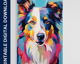 Border Collie Dog Poster, Dog Art, Artwork, Gift, Poster, Print, Wall Art, Home Décor, Digital Download, Printable Wall Art