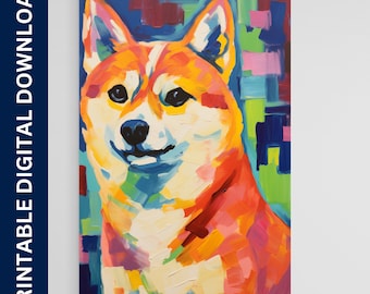 Shiba Inu Dog Poster, Dog Art, Artwork, Gift, Poster, Print, Wall Art, Home Décor, Digital Download, Printable Wall Art