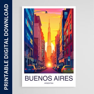 Buenos Aires  Travel Poster, Argentina Art, Artwork, Gift, Poster, Print, Wall Art, Home Décor, Digital Download, Printable Wall Art