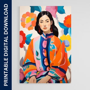 Asian Woman Art Poster, Matisse Style Art, Artwork, Gift, Poster, Print, Wall Art, Home Décor, Digital Download, Printable Wall Art