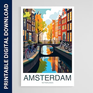 Amsterdam Travel Print Wall Art Amsterdam Wall Hanging Home Décor Amsterdam Gift Art Lovers Netherlands Art, Printable Digital Download