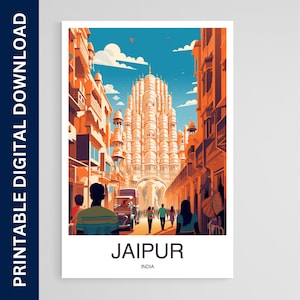 Jaipur Travel Poster, India Art, Artwork, Gift, Poster, Print, Wall Art, Home Décor, Digital Download, Printable Wall Art