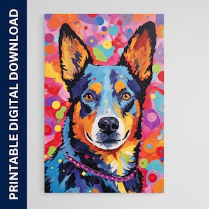 Australian Cattle Dog Poster, Hondkunst, Kunstwerk, Cadeau, Poster, Afdrukken, Muurkunst, Home Decor, Digitale Download, Afdrukbare Muurkunst