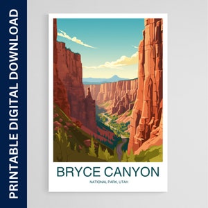 Bryce Canyon National Park Poster, National Park Print, Vintage Poster, Wall Art, Home Decor, Printable Digital Download