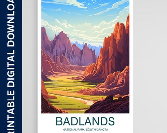 Badlands National Park Poster, South Dakota Print, Wall Art, Art, Artwork, Gift, Home Decor, Travel, Printable Wall Art, Digital Download
