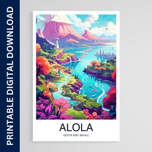 Alola Reise Poster, Weltraum Kunst, Kunstwerk, Geschenk, Poster, Druck, Wandkunst, Wohndekor, digitaler Download, druckbare Wandkunst