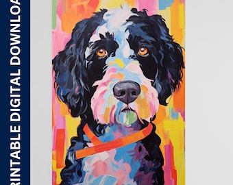 Affiche de chien d’eau portugais, Art de chien, Illustration, Cadeau, Affiche, Impression, Art mural, Décoration intérieure, Téléchargement numérique, Art mural imprimable