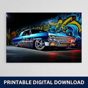Lowrider Car Poster, Car Art, Artwork, Gift, Poster, Print, Wall Art, Home Décor, Digital Download, Printable Wall Art